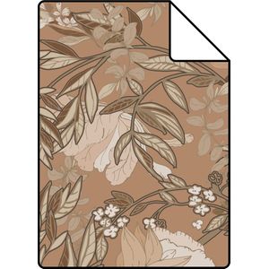 Proefstaal ESTAhome behang vintage bloemen in art nouveau stijl bruin en zacht roze - 26,5 x 21 cm - 139461-S