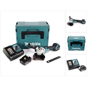 Makita DGA 513 RT1J accu haakse slijper 18V 125mm borstelloos + 1x oplaadbare accu 5.0Ah + lader + Makpac