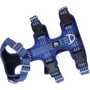 Cavlicious® Sport hondentuig - Y-tuig - honden tuigje - harnas hond -;anti-trek - anti-ontsnappingsharnas - blauw - L