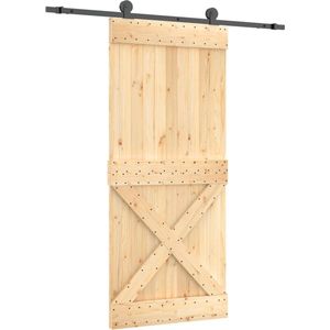 vidaXL - Schuifdeur - met - beslag - 90x210 - cm - massief - grenenhout