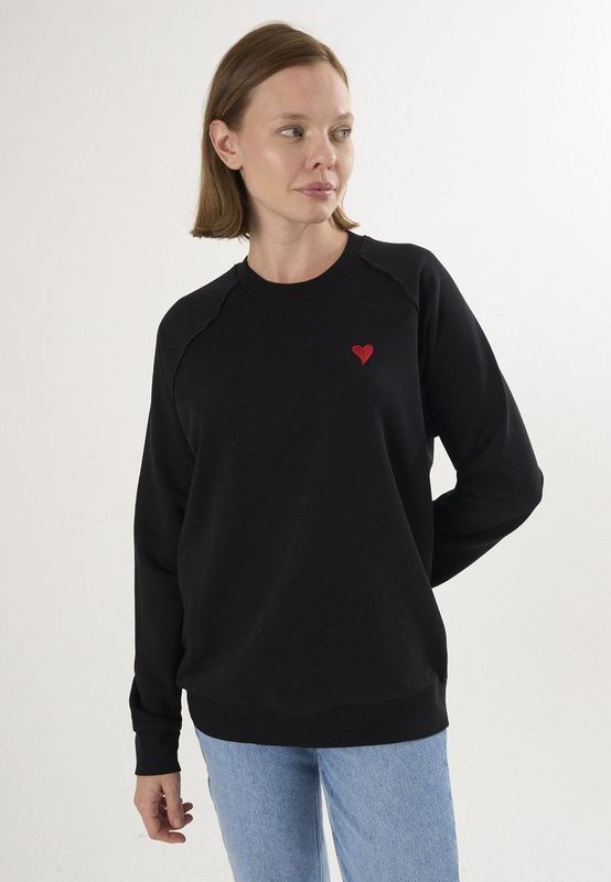 Felix Hardy Basic Sweatshirt Ronde Hals Katoen Dames Zwart - L