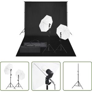 The Living Store Fotostudioset - Achtergrondset 500 x 300 cm - 2x Statief - 2x Paraplu - 2x Daglichtlamp