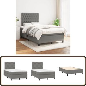 vidaXL Boxspring Donkergrijs 120x200 cm Boxspringbed - Donkere Kleuren - Tweepersoonsbed - Pocketed Spring Mattress - Medium Firm Mattress