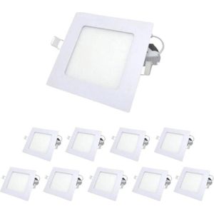 LED Paneel Downlight 6W Slim Vierkant WIT (pak van 10) - Wit licht - Overig - wit - Pack de 10 - Wit Neutre 4000K - 5500K - SILUMEN