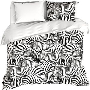 De Witte Lietaer Dekbedovertrek Zebra Eggshell - Lits Jumeaux - 240 x 220 cm - Katoen Satijn