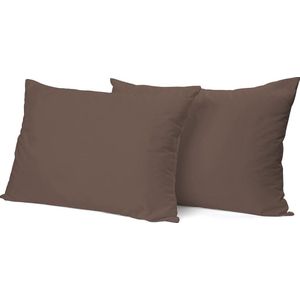 Kussensloop Hotelsluiting Percal Katoen - taupe 60x70cm - Kussenslopen set van 2 stuks