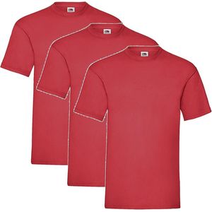 3 Pack - Fruit of The Loom - Shirts - Kids - Ronde Hals - Maat 152 - Rood