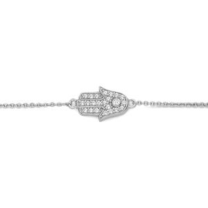 New Bling 9NB 0503 Zilveren Armband Dames - Fatima Handje - Zirkonia - 16,5+3cm - Zilverkleurig