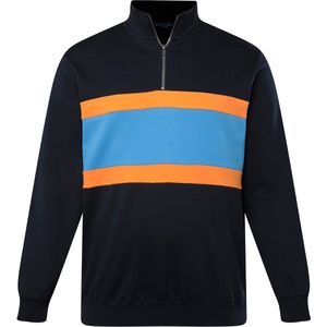 Boston Park Boston Park - Heren - Boston Park sweatshirt brede streep opstaande kraag - Navy blauw - Maat 52+