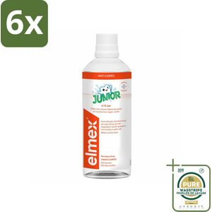 Elmex Mondspoeling Junior (5-12 Jaar) 400 ml - Voordeelverpakking - 6 stuks - Cariës bescherming - Fluoride tandspoeling