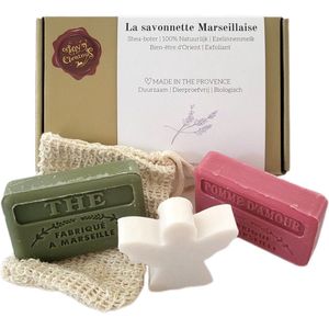 Kerstcadeau set Thee, Pomme amour, kerstengel zeepje met sisal zeepzakje - kerstcadeautje - kerstgeschenk - dierproefvrij - vegan - handgemaakt