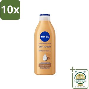 10 x NIVEA – Bodylotion – Sun Touch Bruinen Zonder Zon – 400 ml - Grootverpakking - Natuurlijke Teint - Bruinen Zonder Zon - Hydraterende Lotion - Ginkgo Biloba - Druivenpitolie