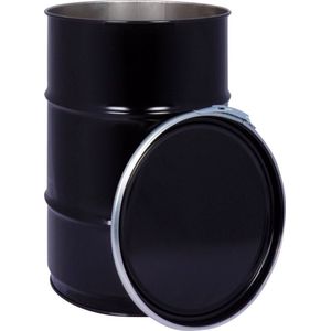 Olievat met deksel - prullenbak - 60 liter - staal - zwart