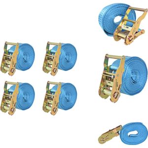 vidaXL Spanband - Spanbanden - Bagagegordel - Bagagegordels - Spanbanden 2 ton 6mx38mm blauw 4 st