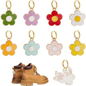 TTGoods - Bloem Boot Charms Set met Emaille Schoen Charms en Konijn Schoenveter Charms