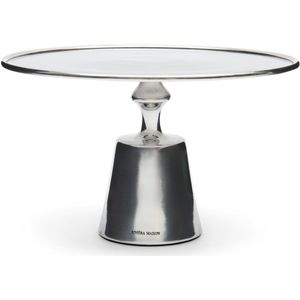 Riviera Maison Taartplateau met voet rond Zilver - Covo Taartstandaard - Aluminium - (ØxH) 24x16