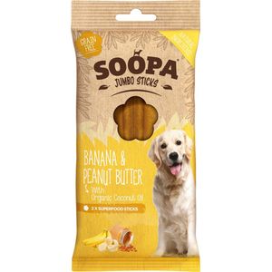 Soopa - Dental sticks - jumbo - banaan & pindakaas - vegan - vegetarisch - kauwstaven
