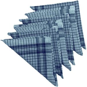 Set van 12 katoenen zakdoeken met kleine ruitjes in blauw en wit - 40 x 40 cm