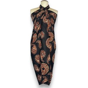 Sarong / pareo / pangi katoen - Strandkleding wikkelrok / strandjurk / omslagdoek / baby wrap - Zwarte paisley