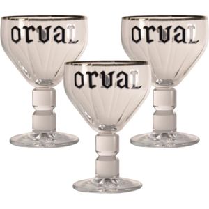 Orval Bierglas - 33cl (Set van 3) - Origineel glas van de brouwerij - Glas op voet - Nieuw