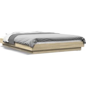 vidaXL - Bedframe - bewerkt - hout - sonoma - eikenkleurig - 120x200 - cm