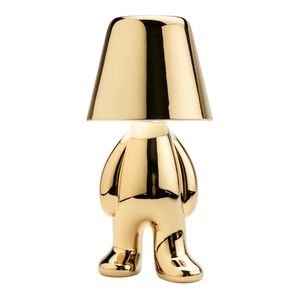 Sfeerverlicht® Golden Boy Daan - Tafellamp Oplaadbaar - Draadloos en Dimbaar - Gadget - Bureaulamp