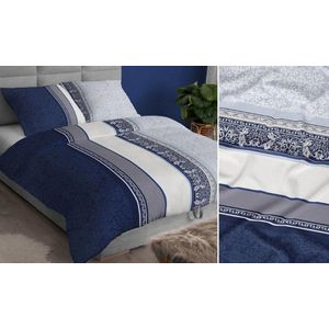 Satijnen Kussensloop 40x40cm Donkerblauw Geometrisch met Rits