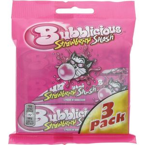 Bubblicious Kauwgom - Hubba Bubba Kauwgom - Strawberry Splash - 3 stuks