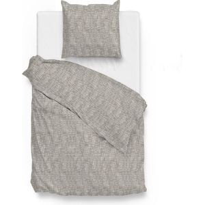 Zo!Home Blitz Dekbedovertrek - Flanel - Eenpersoons - 140x200/220 cm - rock taupe