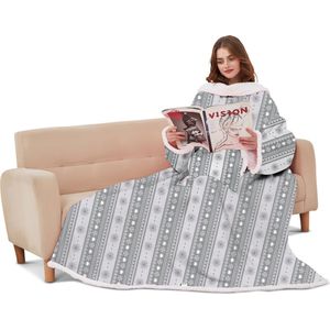 Zenful Zen - Hoodie Deken - Lang - Snuggie - Hoodie Blanket - Deken met mouwen - Plaid - Warm - Met Print - 130 x 180 cm
