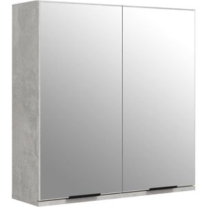 vidaXL - Badkamerkast - met - spiegel - 64x20x67 - cm - betongrijs