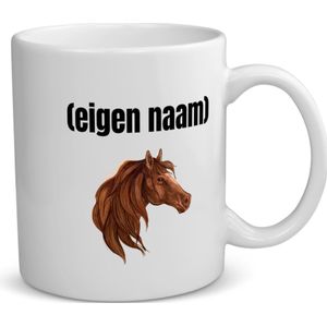 Akyol - paardenkop met eigen naam koffiemok - theemok - Paarden - paarden liefhebbers - mok met eigen naam - iemand die houdt van paarden - verjaardag - cadeau - kado - 350 ML inhoud