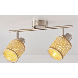 Geweven rotan plafondlamp, 2-lichts - Ferro