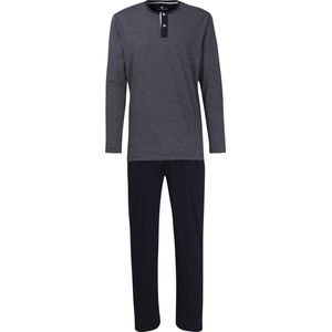 TOM TAILOR heren pyjama O-hals met knoopjes - donkerblauw gestreept - Maat: XL