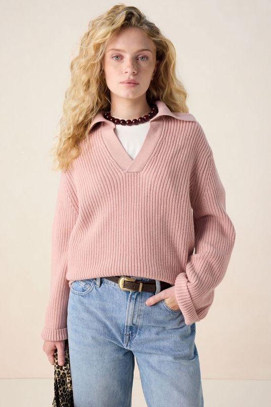 Sissy-Boy - Roze - Trui - V-hals - Lange Mouwen - Relaxed Fit