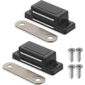 2 Stuks Magnetische Deurvangers voor Kast - Zwart met Schroeven