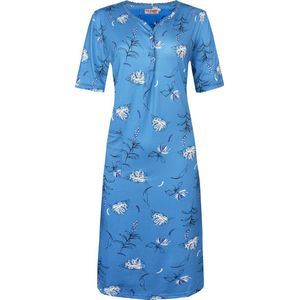 Dames nachthemd gebloemd blauw M