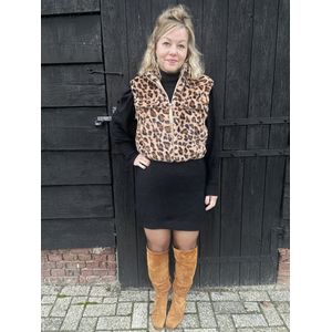 Hill Fashion - Gilet - Bont - Leopard - Bruin - Maat one-size