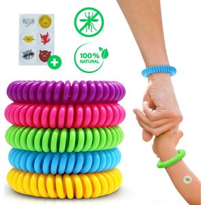 Daily Essentialz - Anti Muggen Armband - 5 Armbanden - Muggenbandje - Inclusief 6 Stickers