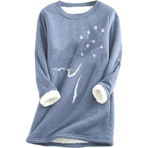 Dames Sweatshirt Langarm Plüsch Rundhals Fleece Pullover