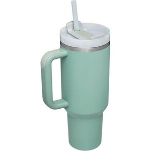 Quencher Tumbler RVS thermo drinkfles 1.2L Green INCL. LEK-PROOF SET 40oz - Travel Cup - RVS Thermosbeker met Handvat en Rietje - Drinkbeker To Go - 1.2 Liter - Koffiebeker - Travel Mug - Thermosbeker - Thermosfles - Thermoskan