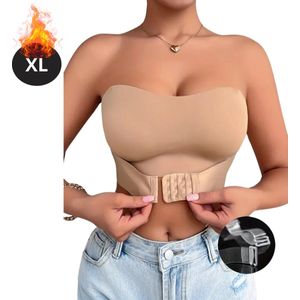 Nivard BH Zonder Beugel - Zonder Bandjes - Push-up Bh's - Comfort Beha - Comfortabel - Grote Sluiting - Kameel - Maat S