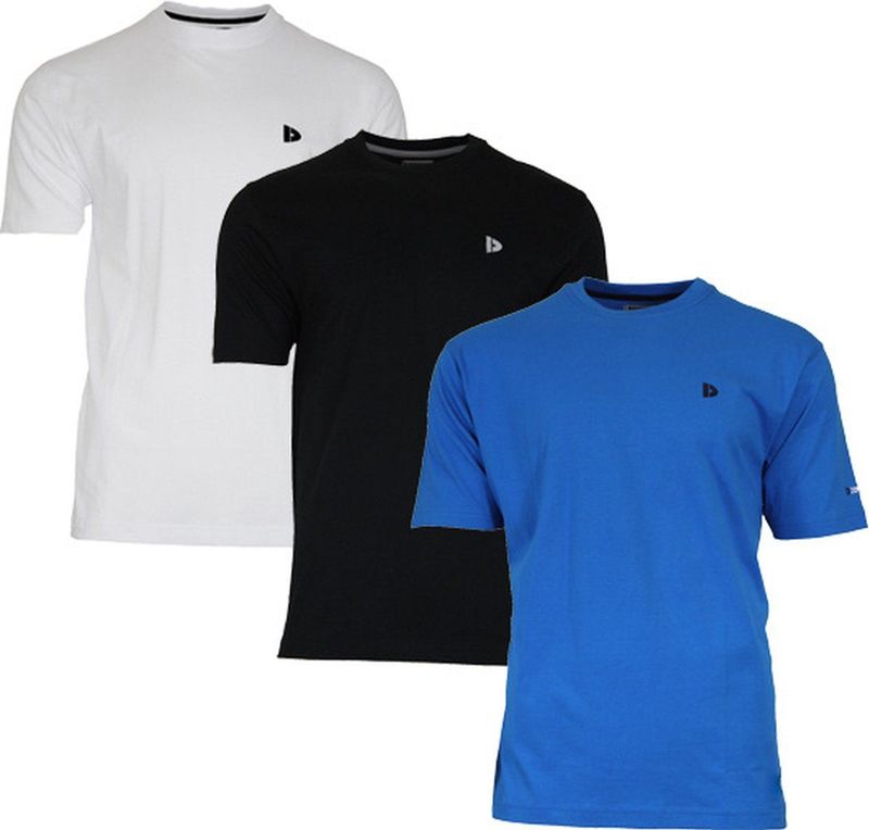 Donnay - Vince - T-shirt - Wit/Zwart/Actief-blauw - 3-Pack