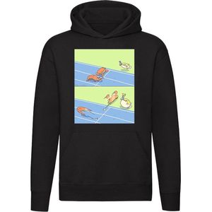 Krab en kreeft Hoodie - hardlopen - startschot - snel - schrikken - schelpdieren - grappig - trui - sweater - capuchon