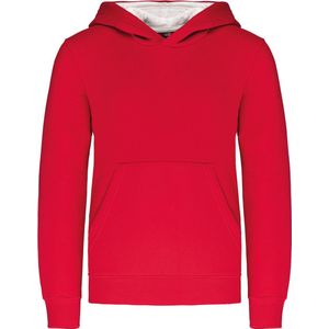Kariban Kinder hooded sweater met gecontrasteerde capuchon K453 - Red / White - 6/8 Y (6/8 ans)