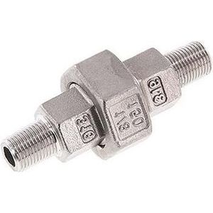 R 3/4'' RVS Borstnippel 3-delig met Conische afdichting 16 Bar - FL2S-M-SH-034R-C