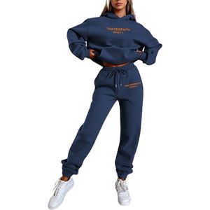 Bovista Joggingpak Dames - Huispak - Trainingspak - Volwassenen - Capuchon - Jogging Pak - Joggingbroeken - Broek - Hoodie - Marineblauw - Maat S