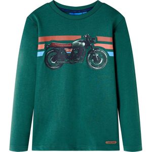 vidaXL - Kindershirt - met - lange - mouwen - 104 - groen