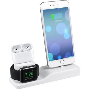 By Qubix 3 in 1 houder geschikt voor Apple Watch & Airpods & iPhone - Wit standaard - docking station
