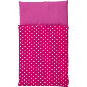 Van Dijk Toys - Bedbekleding/dekje - Wit met roze stippen